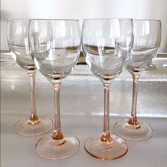 4 Luminarc Pink Stem 8 Ounce Wine Glasses 1980’s - Picture 2 of 6